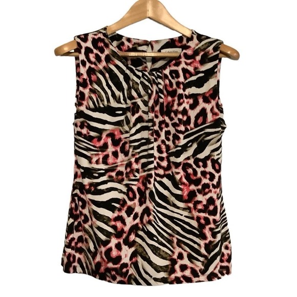 Calvin Klein‎ animal print blouse size L - Picture 1 of 5